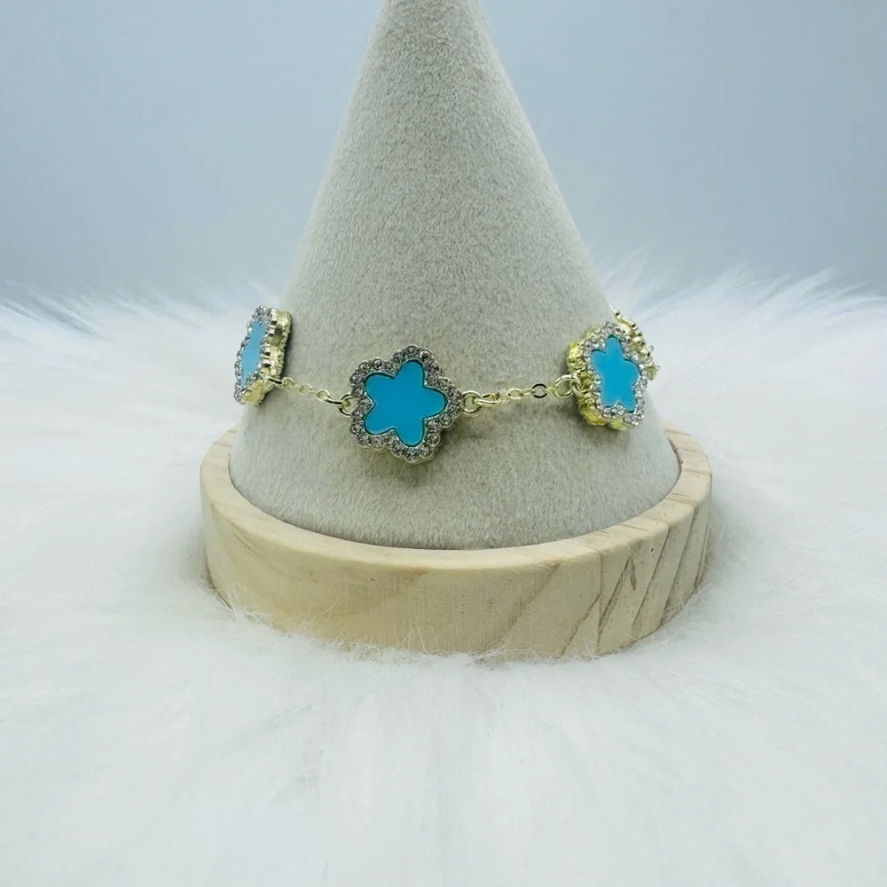 Camille Flower Bracelet in Blue